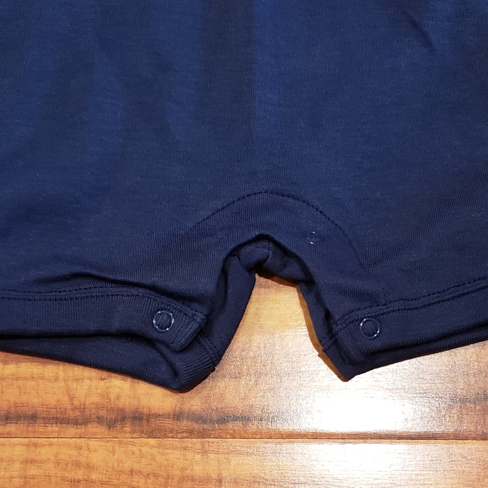 Gymboree NWT 0-3 months boys navy blue frog embroidered romper - Picture 3 of 5